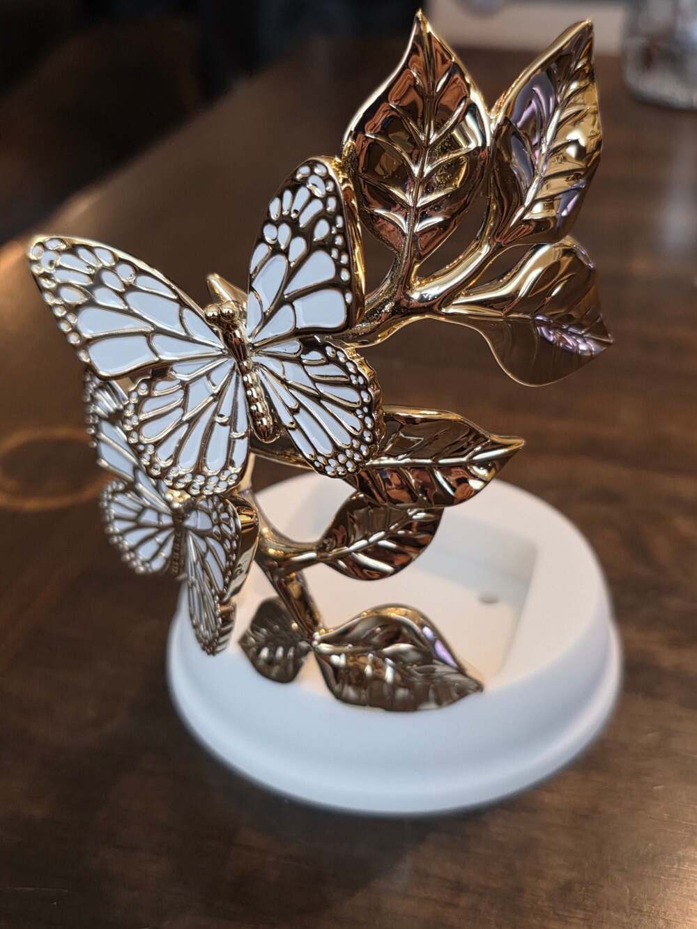 New Bath & Body Works Gold and White Butterfly Gentle Foaming Hand Soap Holder